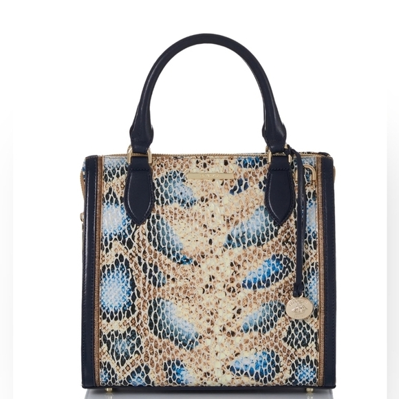 🔹️ BRAHMIN 🔹️small caroline deep Azure Delahaye genuine leather satchel - Picture 1 of 10